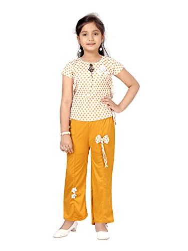 Image of Aarika Girls Yellow Color Polka Dot Pattern Top & Pant Set