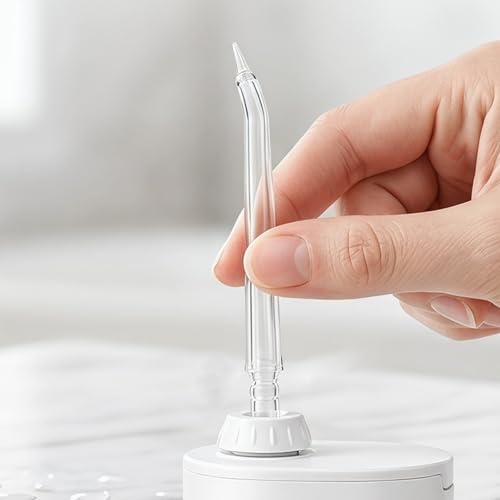 KALLORY 6pcs Replacement Heads for Oral Irrigator Water Flosser Tips, Plastic Dental Irrigator Nozzles with Deep Cleaning for Braces, Universal Compatibility, Easy Installation for Daily - 5
