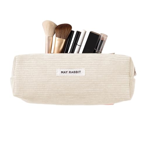 Estojo Bege, Bolsa Lápis Creme - Estojo para caneta de grande capacidade - Bolsa de maquiagem para l