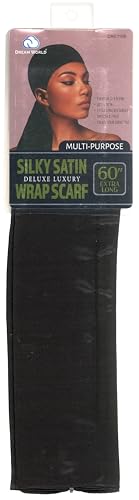 Dream World Multi-Purpose Silky Satin Wrap Scarf Black