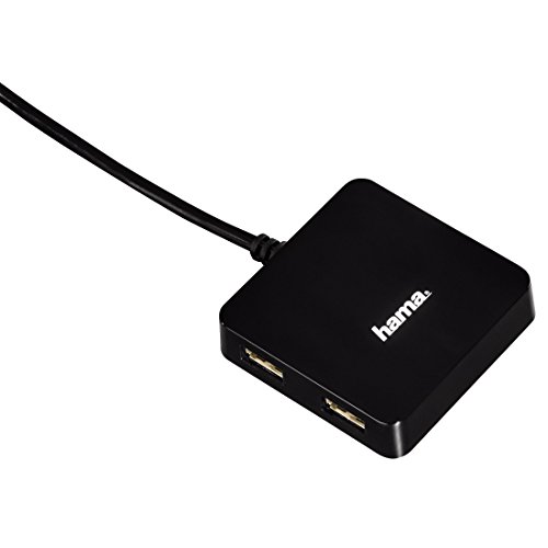 Hama 12131| Multiquad 1:4 Bus Powered USB Port 2.0 Hub | Notebook/PC Computer/MacBook/iMac - Black