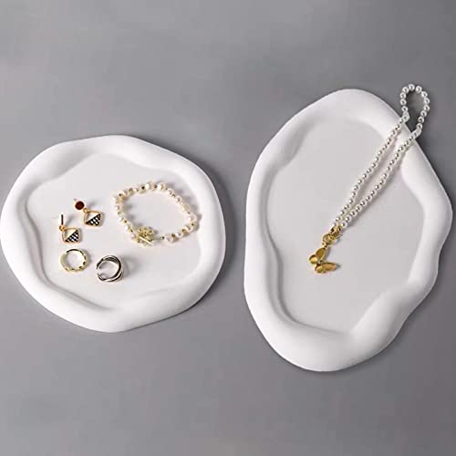2Pc Large Tray Molds With Edge Oval Round Silicone Molds For Epoxy Resin Cloud Shaped Trinket Tray Jewelry Dish Candle Holder Molds For Resin Art Concrete Polymer Clay Crafts Home Table Decor #TOP6