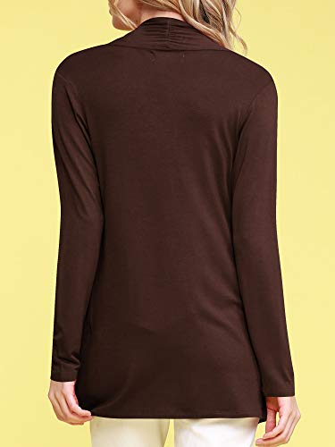 Image of Lock and Love Women's Draped Front Open Asymmetrical Cardigan - Casual Long Sleeve Lightweight Duster