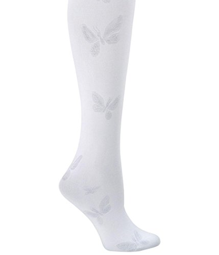 Nurse Mates Butterfly Trouser Socks | 11mm Hg Compression | Comfort Support | 1 Pair | White