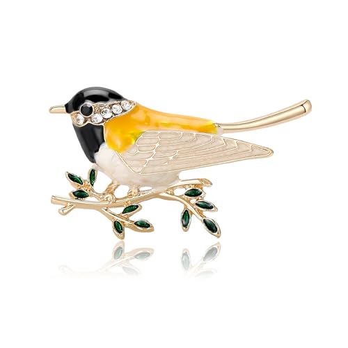 Image of coadipress Colorful Birds Brooch Pins Crystal Rhinestone Branch Bird Brooch Cute Enamel Animal Magpie Hummingbird Pin Fashion Jewelry Accessories Gifts