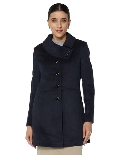 Image of Qube By Fort Collins Women's Semi-Long Tweed Coat with Knitted Finish - Elegant Winter Outerwear for Casual and Formal Looks