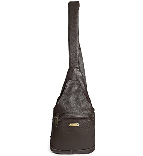 Bolsa Transversal Masculina De Couro Legítimo Viagem Passeio Cor:Marrom