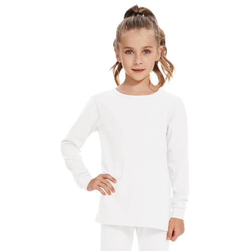 Image of 3T 4T 5T to 12 Years Girls Long Sleeve Shirts Kids Cotton T-Shirt Toddler Basic Crew Neck Top
