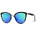 WearMe Pro Womens Cat Eye Mirrored Reflective Lenses Oversized Cateyes Sunglasses (Black/Mirror Green, 54)