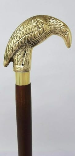 Canne decorative tete de corbeau laiton : le cadeau vintage ideal en bois
