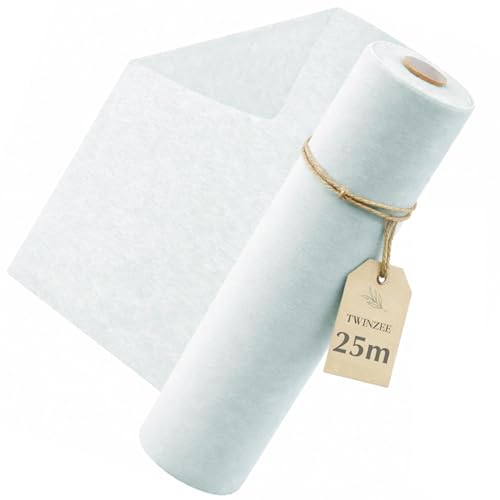 Twinzee Chemin De Table Blanc Non Tissé 30cm x25m, Decoration de Table pour Anniversaire, Mariage,...