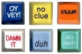 Novelty Computer Keys (6 Pack) - Duh Button, Oy Vey Button, This Sucks Button, No Clue Butt...