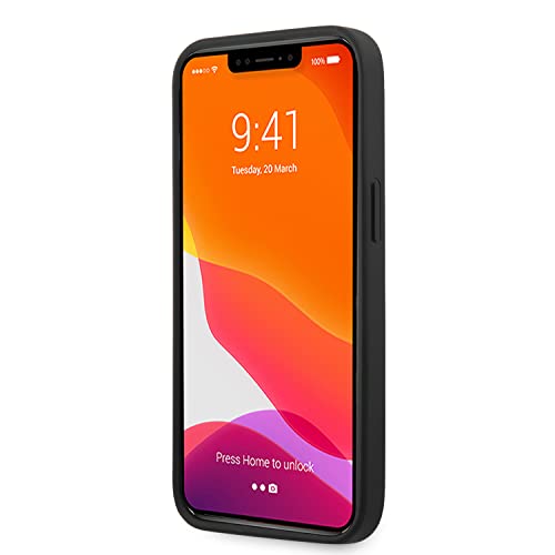 Image of CG MOBILE Ferrari Phone Case for iPhone 13 Pro Max in Gray with Two Yellow Lines, Real Leather Protective & Durable Case with Easy Snap-on, Shock Absorption & Signature Logo