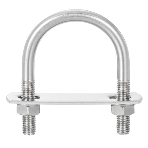 Image of uxcell Round U-Bolts, 8 Sets 44mm(1.73 inch) Inner Width 69mm Length M8 304 Stainless Steel U Clamp Bolt with Nuts and Plates, for Boat Trailer