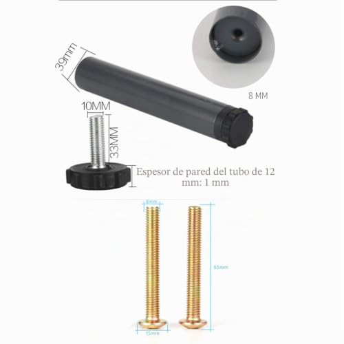Patas somier graduables de 27cm y pies para muebles redondos regulables color gris 6