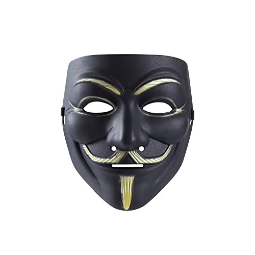 Komonee 5 x V For Vendetta Black Halloween Mask Adult Costume Party Guy Fawkes Anon Fancy Dress Outfit, Men: One Size