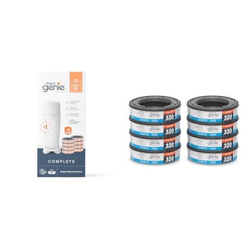 Diaper Genie Registry Gift Set + Diaper Genie Essentials Round Refill 8-Pack (Bundle)