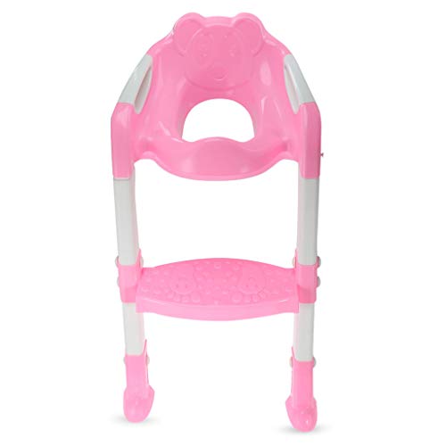 Training Toilet for Toddler Boys & Girls Seat Step Stool Ladder Adjustable Training Chair Baby Child Size Potty (Pink) - Thumbnail 4
