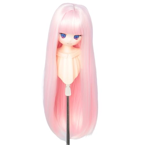 Tzncos Just 1pc Wig fit for 8-9 inch Head Dolls Long Straight 1/3 BJD Wigs MSD DOD Pullip Dollfie Hair (Pink)