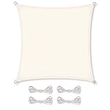 CelinaSun Sonnensegel inkl Befestigungsseile Premium HDPE wetterbeständig atmungsaktiv Quadrat 2,6 x 2,6 m Creme weiß