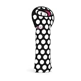 BUILT NY Neoprene Wine/Water Bottle Tote, Big Dot Black & White