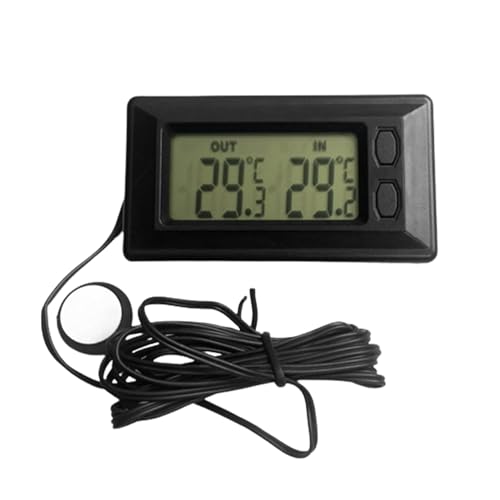 Riloer Mini Car Digital Thermometer, Fahrenheit or Celsius Meter Digital LCD Monitor for Inside and Outside, Maximum and Minimum Temperature Records, Easy to Read
