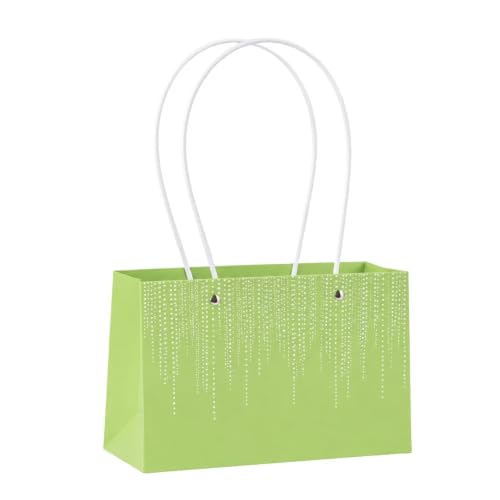 Image of Oasis Pack of 10 Grass Green Texture Print Flower Hamper Bags | Premium Floral Packaging Bags for Rakhi Gift Hampers, Flower Bouquets, Wedding, Return Gifts, Decorative Presentation & Florist Supplies
