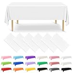 NACHLYNN 6 Pack Disposable Plastic Tablecloths 54 x 108 Inch White Rectangle Table Cover for Holiday Party Engagement Weddings Baptism Birthday Decoration
