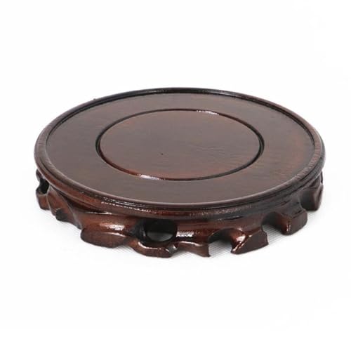 cfycfy987 Portable Wooden Flowerpot Teapot Stand, Circular Vase Display Stand Base(Medium)