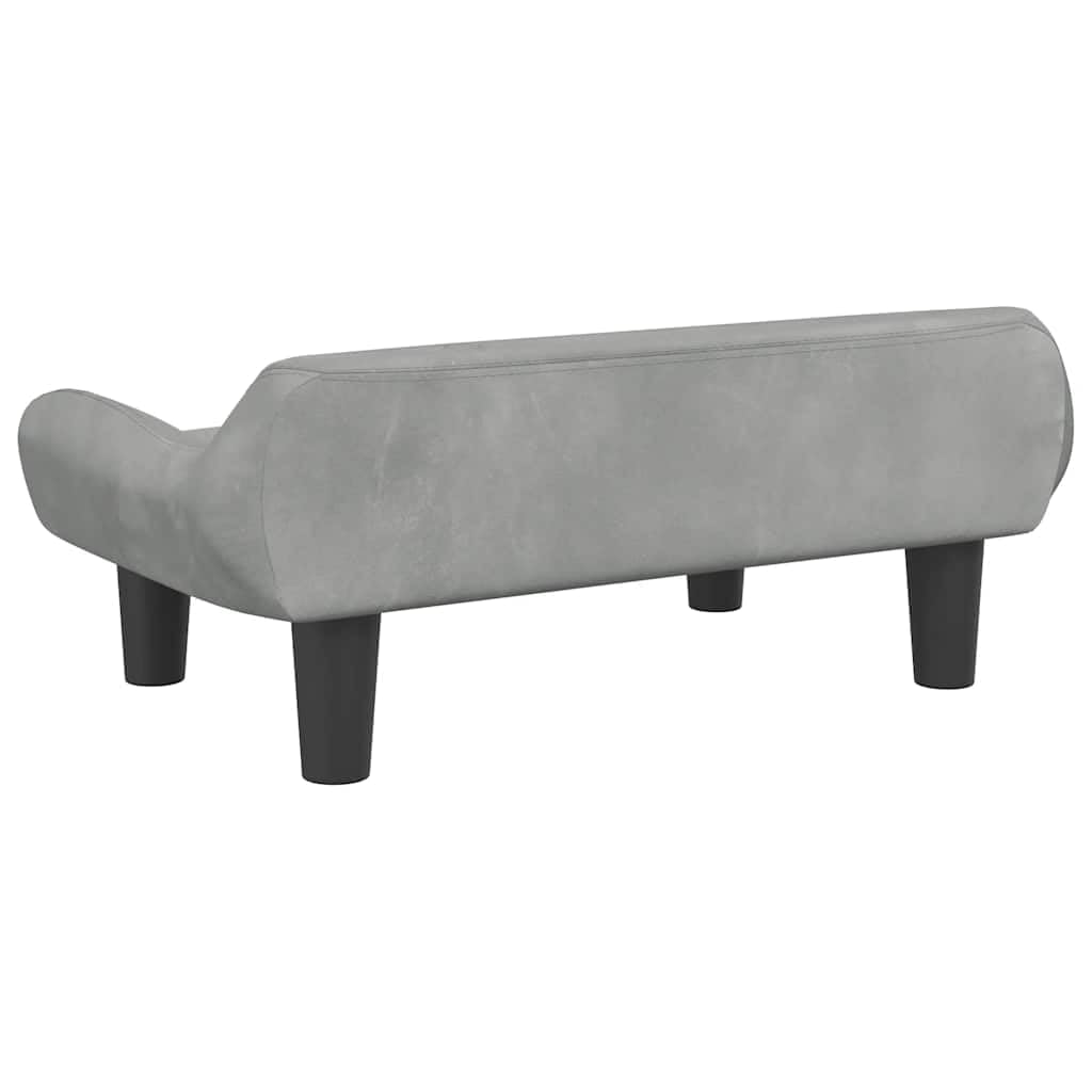 Hundebett Hundesofa aus Samt, modernes Haustierbett mit solidem Holzrahmen, weiches Hundekörbchen für kleine Hunde und Katzen, bequemer Schlafplatz, 70 x 40 x 24 cm, Hellgrau