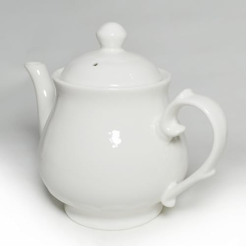 Image of White Porcelain Teapot, Lotus Tea Pot Coffee Tea Water Pot Vintage Ceramic Gooseneck Kettle (26oz)