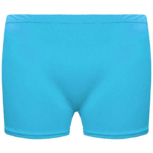 Loxdonz Girls' Low Rise Ballet Dance Booty Shorts Kids Athletic Gymnastics Hot Pants 3-13 Years (5-6T, Turquoise)