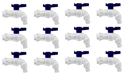 Image of BATH GURU Heavy Duty PVC White Nozzle Bib Cock Tap for Bathroom Kitchen & Garden (Pack of 12)