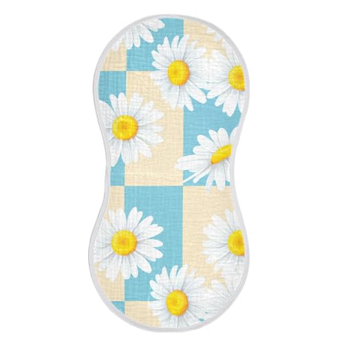 MCHIVER Checkerboard Floral Baby Burp Cloths Cotton Washcloths Super Soft Absorbent Burping Rags for Baby Girls Boy Burpy Cloth Bib 1 Pack