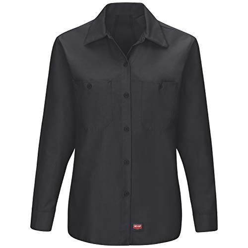 Red Kap Women's Long Sleeve Mimix Work Shirt, Black, Medium