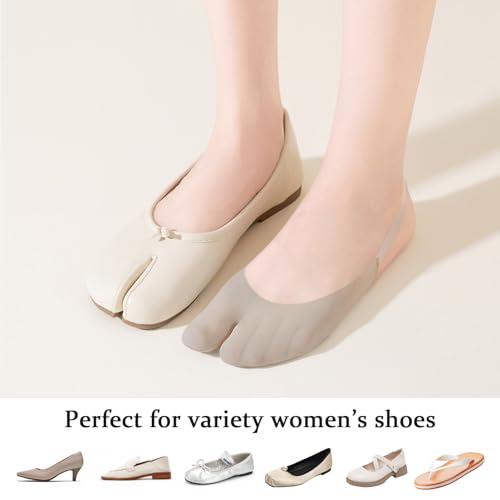 Image of No Show Socks with Invisible Sling Back Womens, 6 Pairs Low Cut Half Toe Topper Socks with Non-Slip Straps for Heels