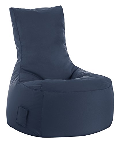 Gouchee Home Brava Swing Collection Polyester Upholstered Bean Bag Armless Lounge Chair, Navy