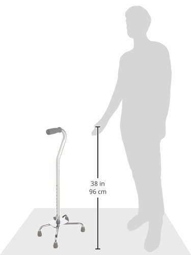 Dmi Adjustable Quad Cane, Large Base For Greater Stability, Silver #TOP5