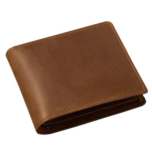 Small Wallet for Men's RFID Blocking Real Leather Bifold Slim Minimalist Front Pocket Western Wallet For Men with Credit Cards(brown)