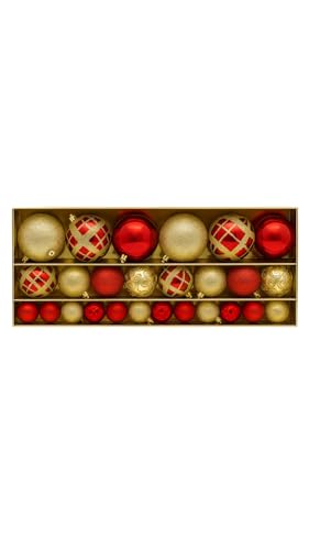 38 Bolas de Natal Decoração Árvore Premium Luxo Feitos a mão (Vermelho e Dourado)