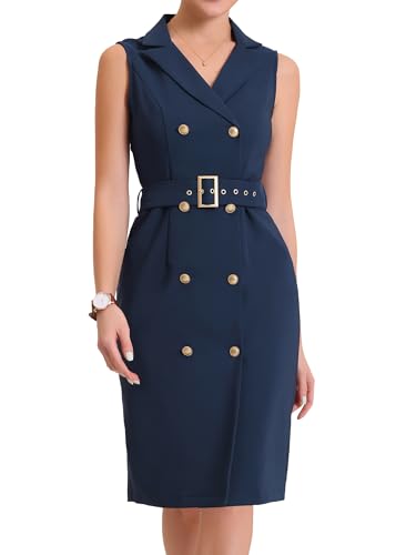 Allegra K Women's Work Dresses Business Office Sleeveless Button Pencil Blazer Dress Formal Outfits