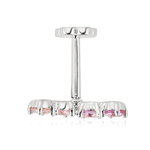 Image of AVORA 14K Gold 4 stone Simulated Diamond CZ Curved Bar Cartilage Piercing Flat Back Earring Body Jewelry (18 Gauge)