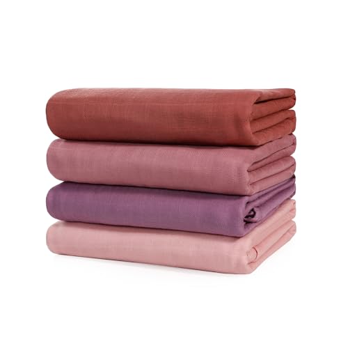 Image of LITTLE SPUD Muslin Swaddle Blankets, Large Receiving Blankets for Boys and Girls, 4-Pack Soft and Breathable Swaddle Wrap for Newborn, 47 x 47 inches (Pink Series)
