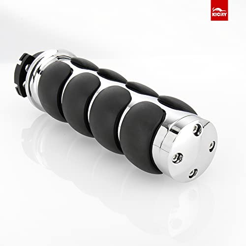 Kicry Motorcycle Hand Grips 1 Inch Handlebar Throttle Grips 25Mm Chrome Black Aluminum Rubber Compatible With Harley Davidson Dyna Sportster Road King Street Glide Fat Boy Honda Shadow Vtx(Chrome#1) #TOP4