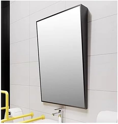 Tilted Bathroom Mirror with Stainless Steel Frame - Vertical Hanging Design (Silver, 27.6"x19.7") - Modern Home Decor, Perfect for Vanity and Makeup Use