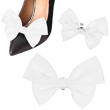 M METERXITY 2-Pack Bow Shoe Clips, Satin Elegant Detachable Shoe Buckle Bridal Bow Heels Accessories for DIY Decor/Bag/Clothing
