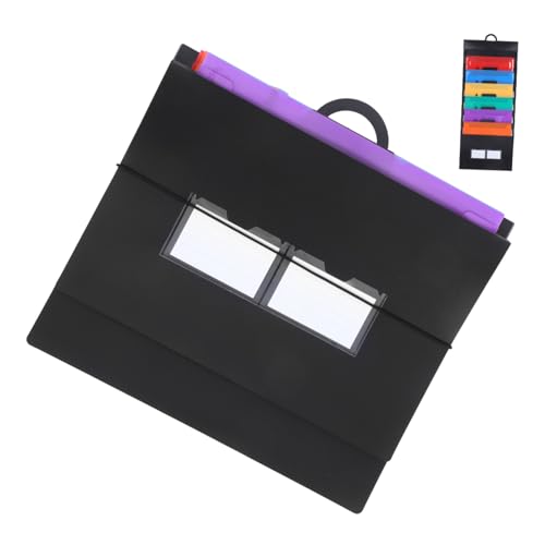 DIKACA 壁掛け式拡張ファイルオーガナイザー 多機能アコーディオンポケット 大容量収納 ブラック オフィス書類整理用