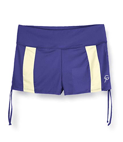 7GOALS Workout Shorts for Women 2" Inseam High Waist Stripe Drawstring Compression Yoga Running Sports Shorts Navy Blue