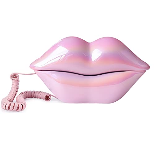 TelPal Corded Landline Phones for Home, Funny Novelty Lip Phone Gift, Wired Mouth Telephone Real...