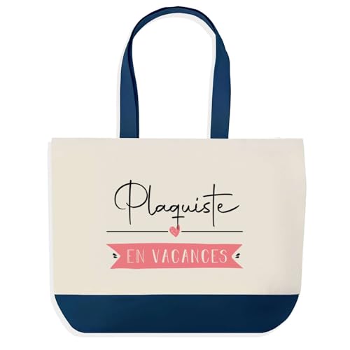 Grand sac de course provision bleu Planetee plaquiste cabas plage